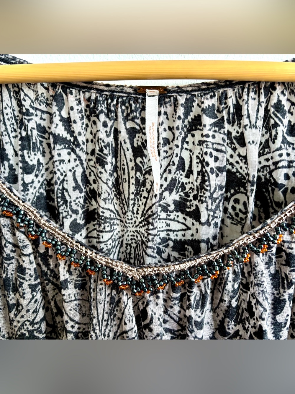 Free People beaded floral top EUC M
